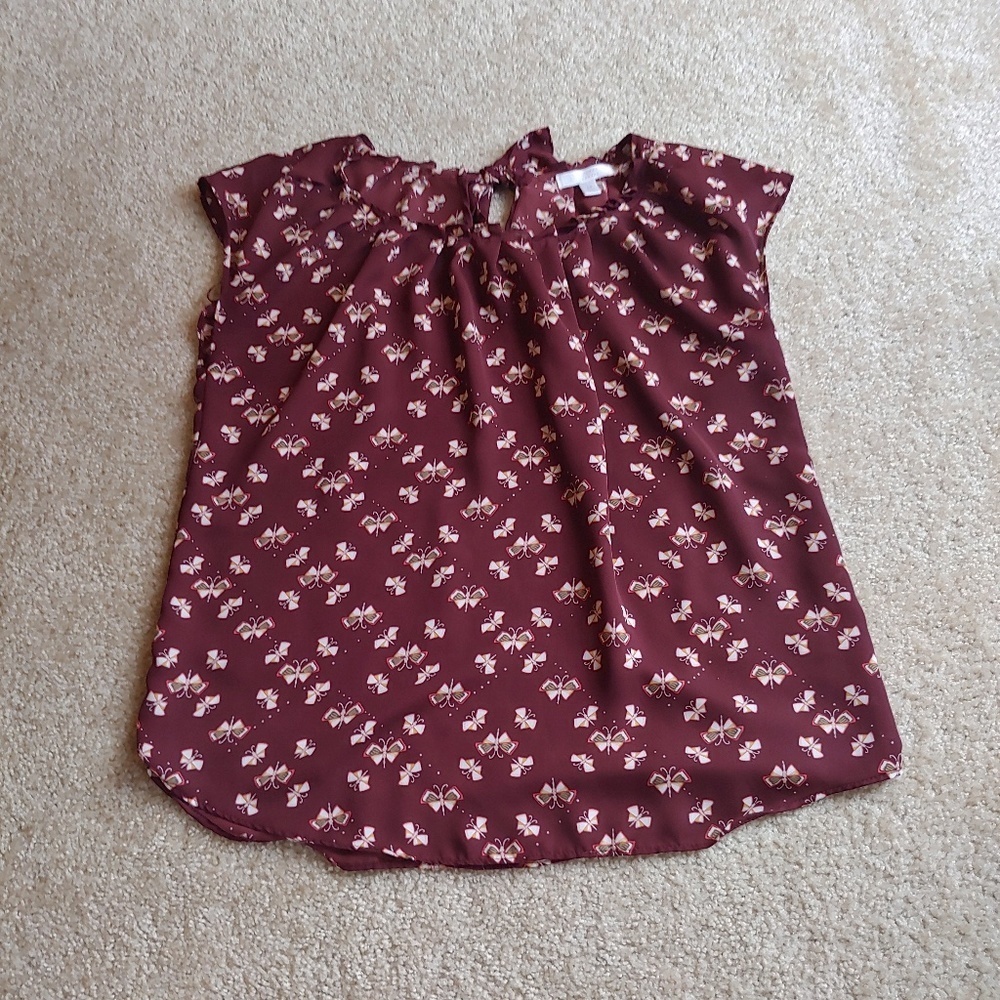 NWOT Lauren conrad maroon butterfly blouse
